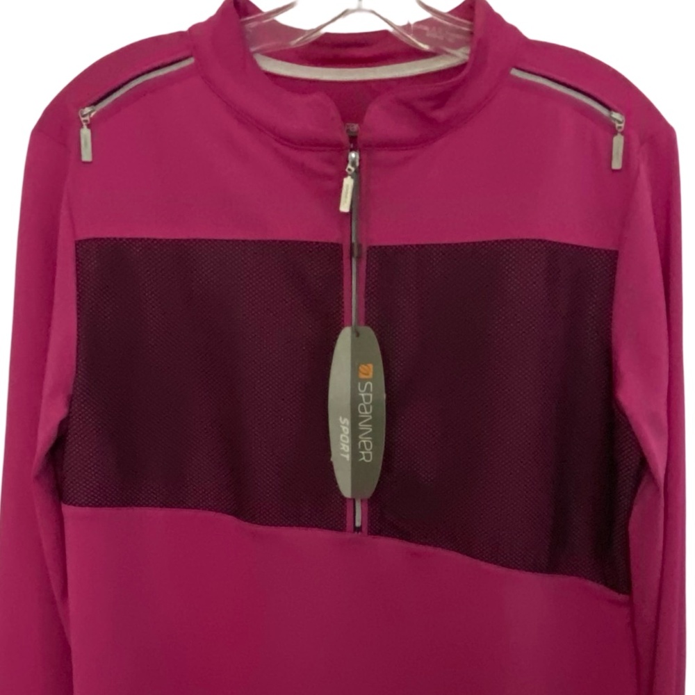 Spanner Sport Womens Pink/Black Mesh Detail 1/4 Zip Pullover. Sz- M